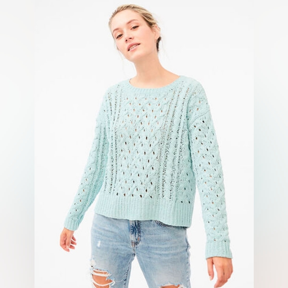 Aeropostale Women's Cable Knit Sweater - Light Green